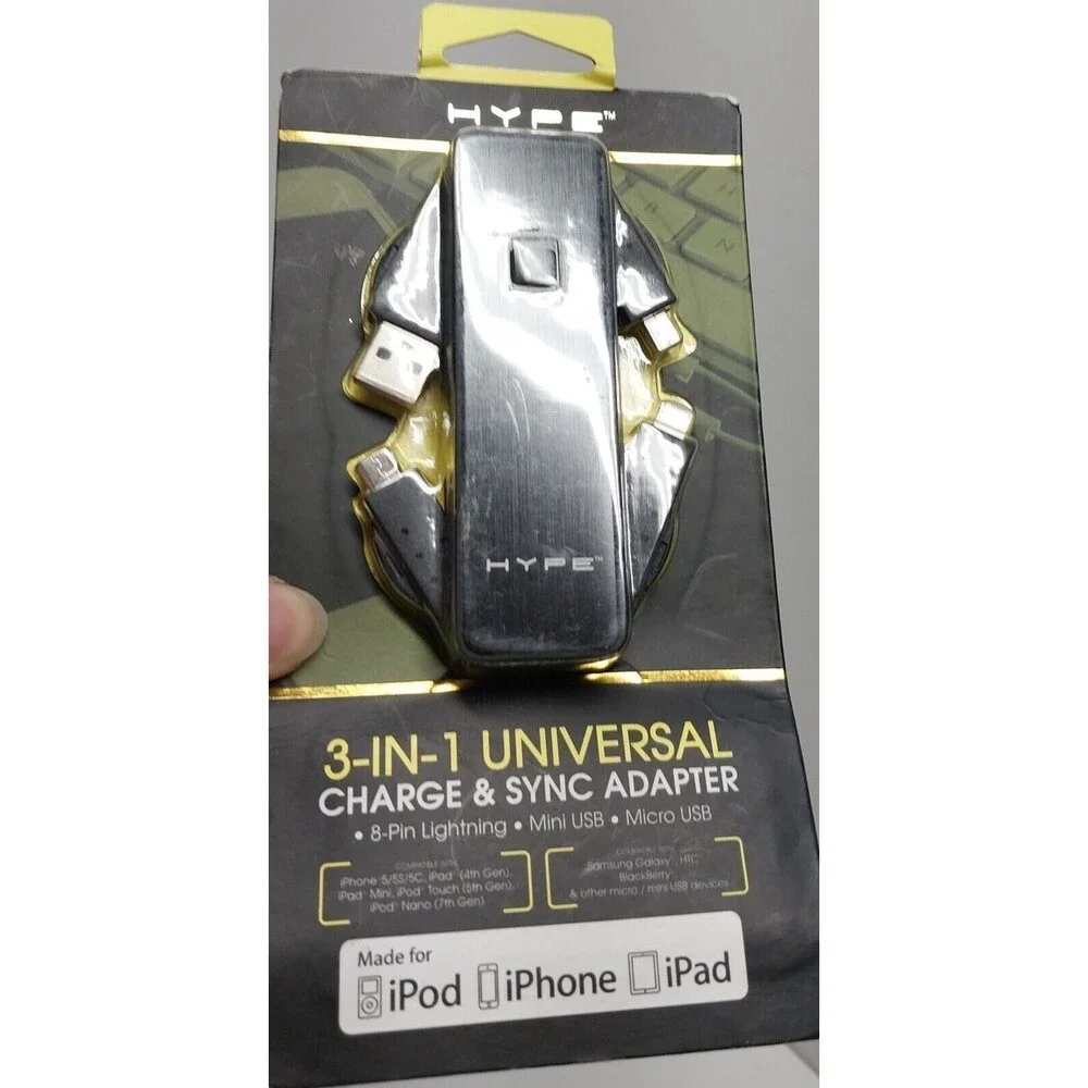 Sealed 2012 Universal 8 Pin Mini Micro USB Charge Sync Adapter 3 in 1 Rare NEW